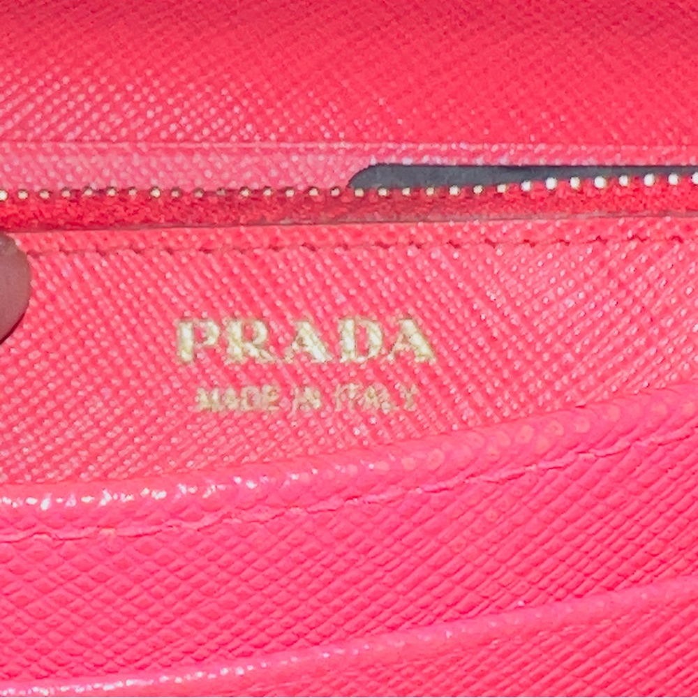 Prada Saffiano Lux Bow Flap Leather Wallet - Peonia Pink - Picture 7 of 16